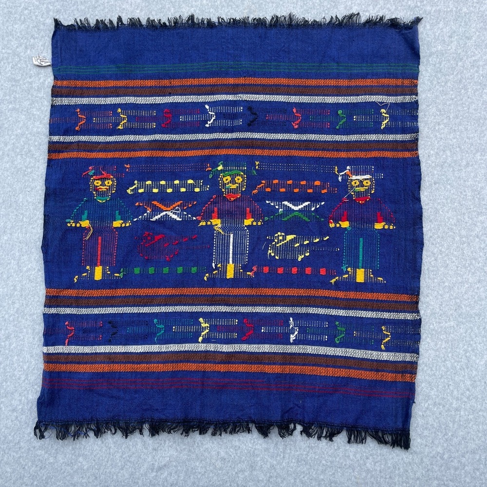 Guatemalan Tapestry Wall Hanging Folk Art Handmade Stitched‎ Textile 22 x 20 - Picture 6 of 10